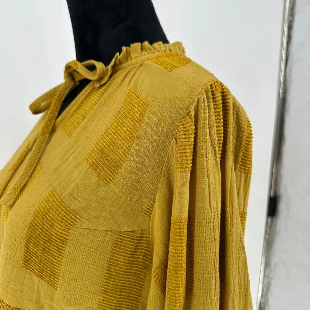 Umgee Mustard Yellow Checker Tunic Top - Picture 9 of 9